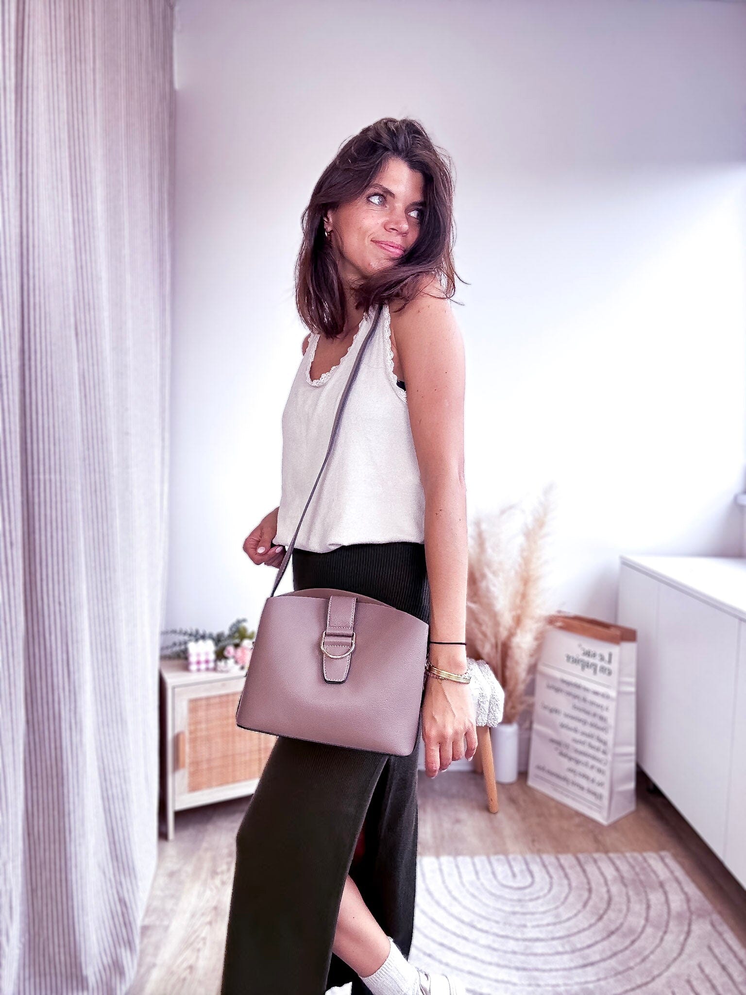 Lucette taupe - Sac rose-mood 