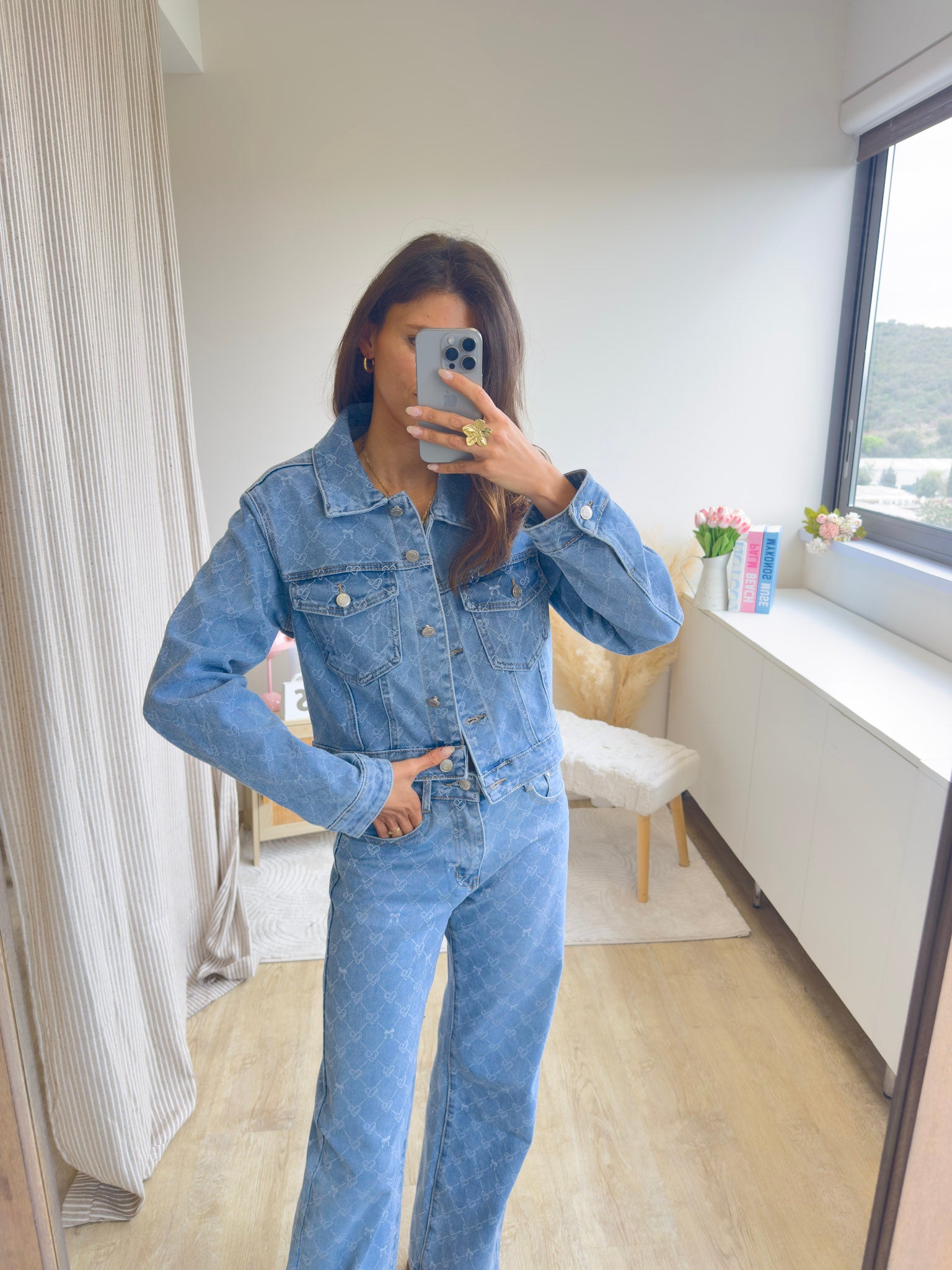 Britney 1858 - Veste en jean coeurs