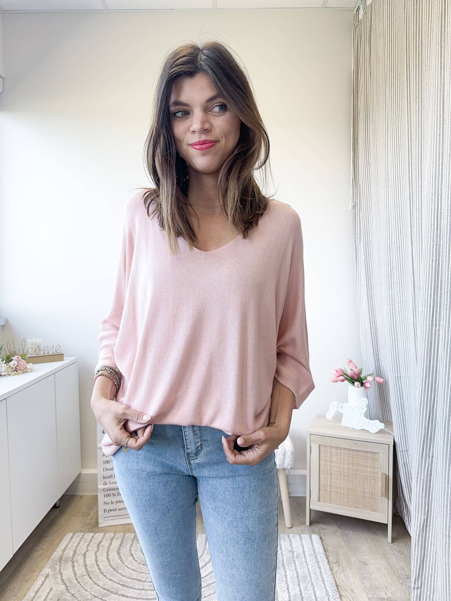 Valeria Rose Pêche - Pull fin rose-mood 