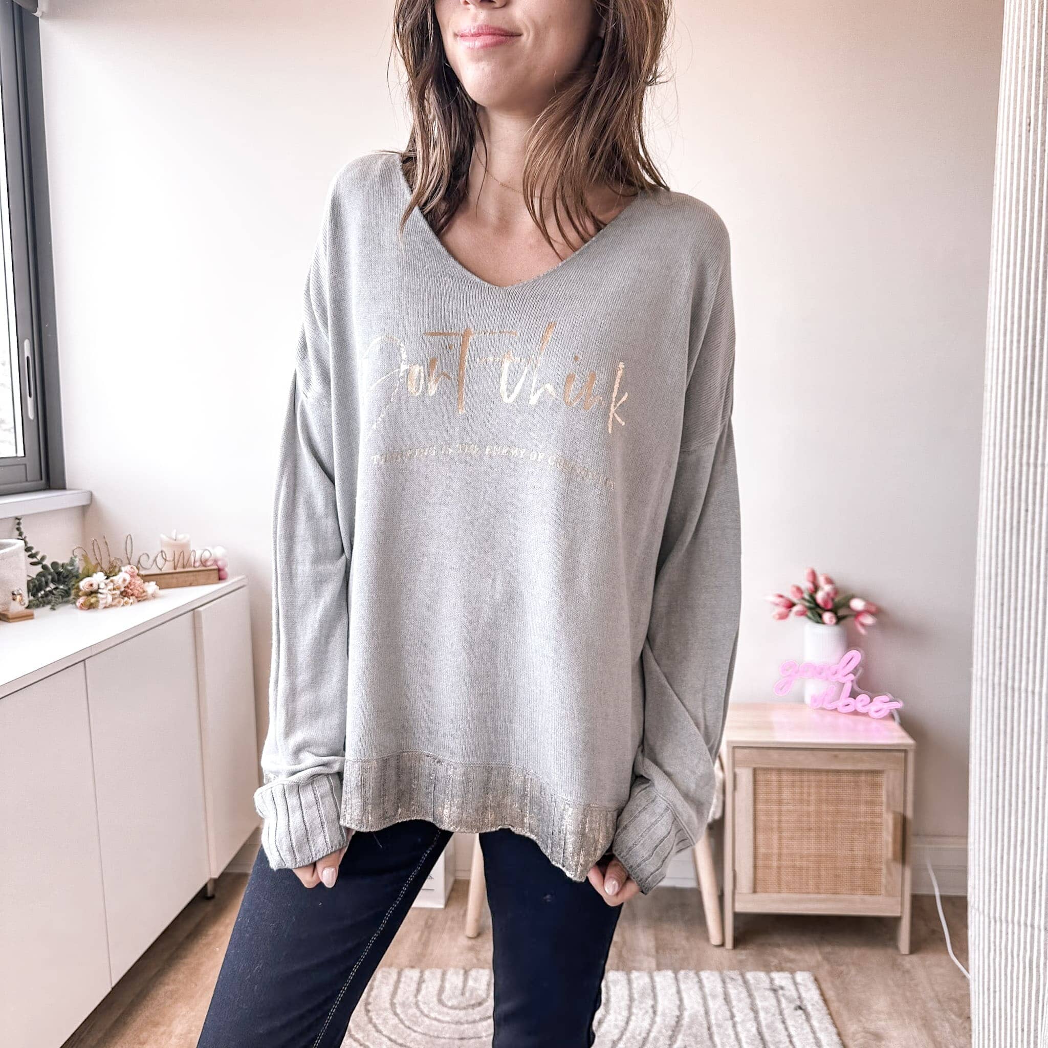 Victoire Gris - Pull rose-mood 