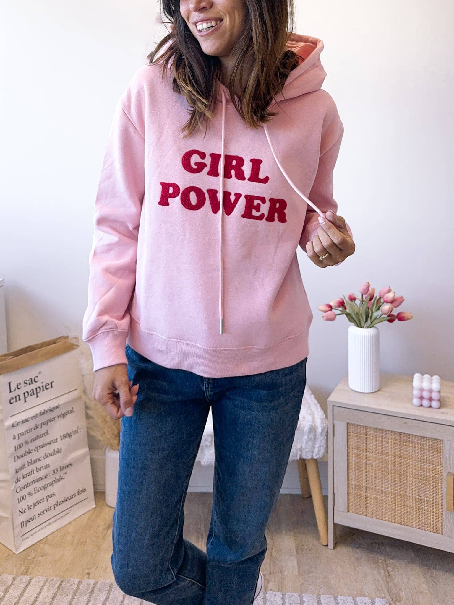 Roxane - Sweat à capuche girl power rose-mood 