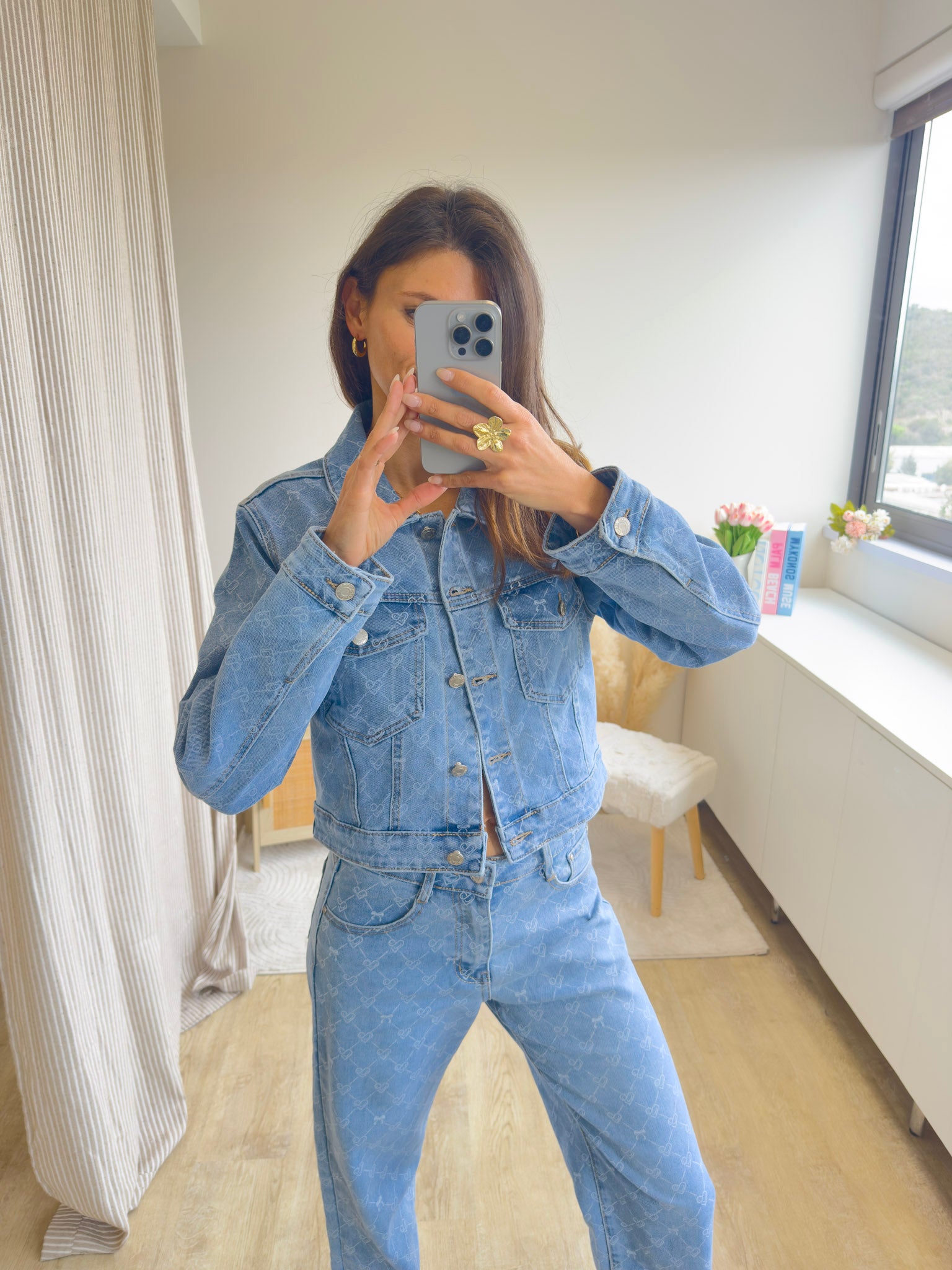Britney 1858 - Veste en jean coeurs