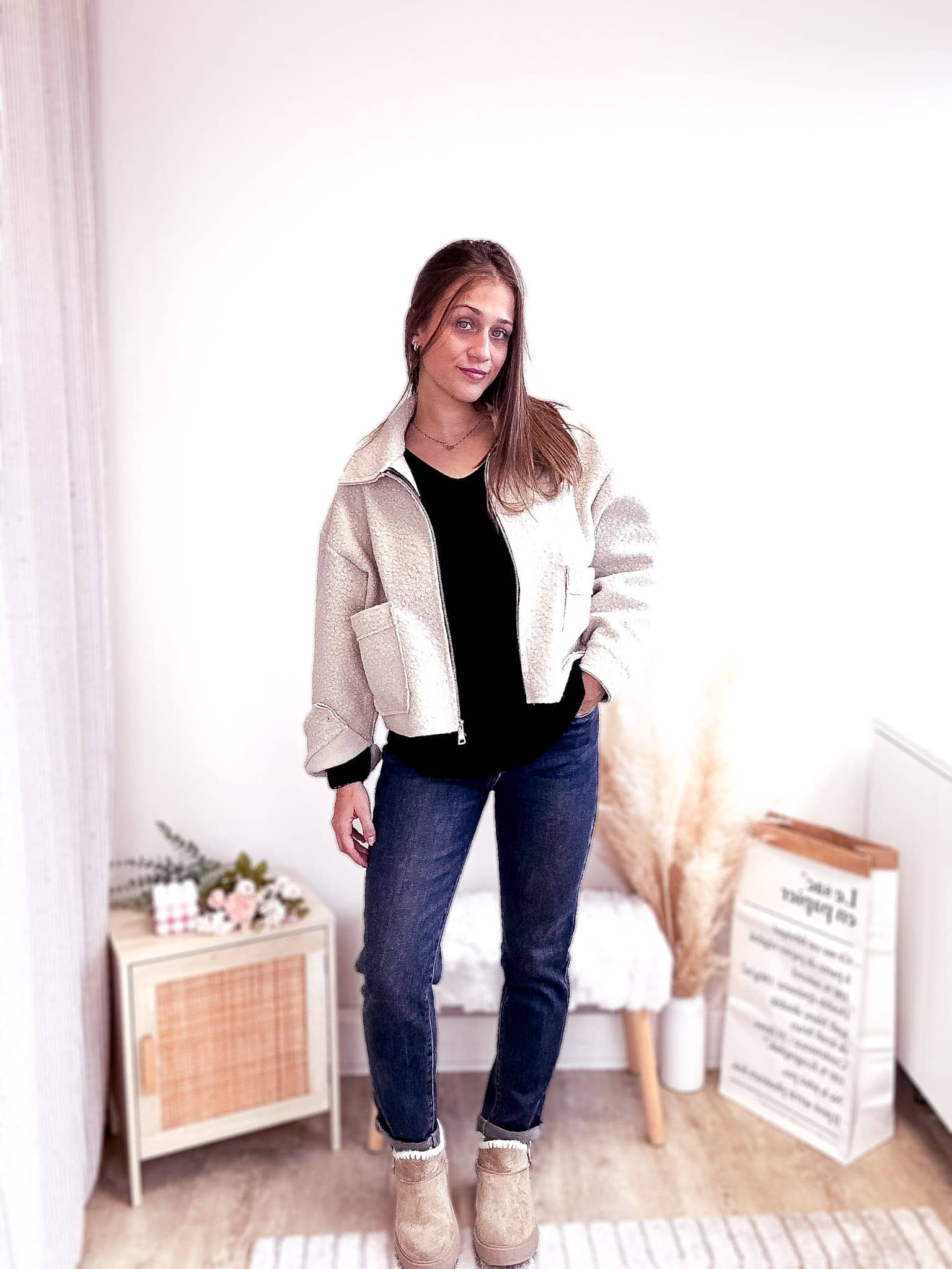 Camélia beige - Veste rose-mood 