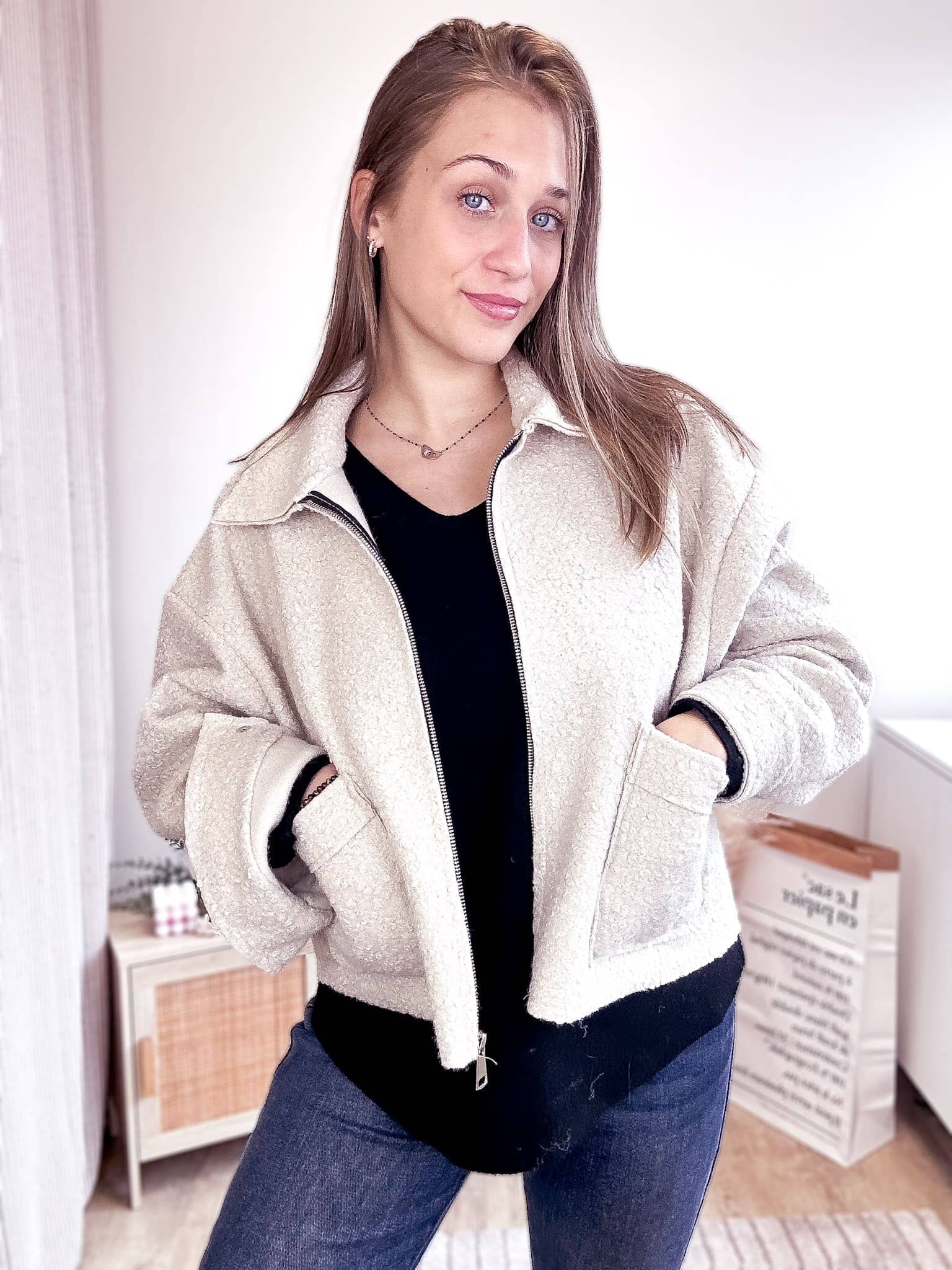 Camélia beige - Veste rose-mood 