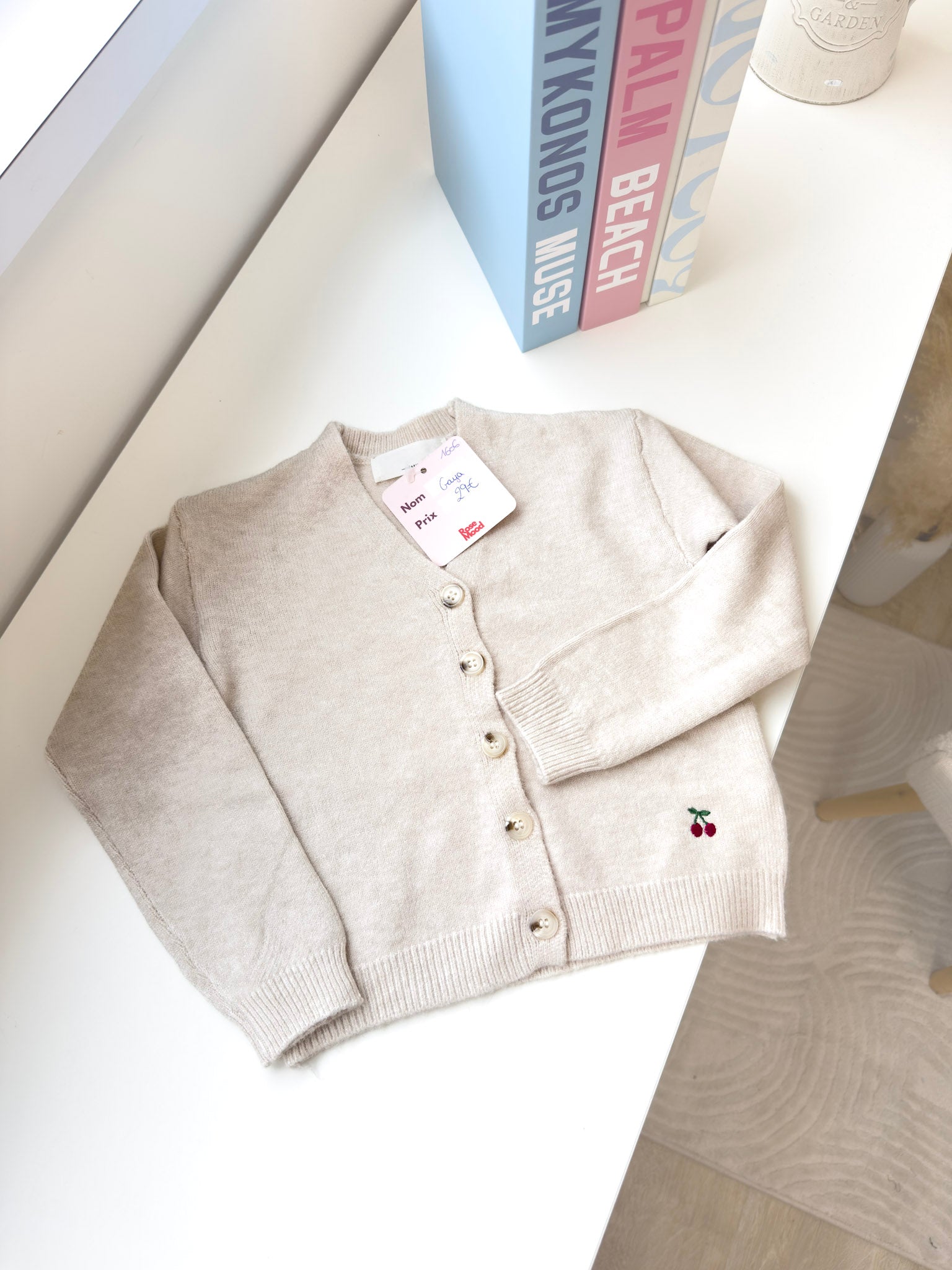 Gaya beige 1606 - Gilet cerise enfant