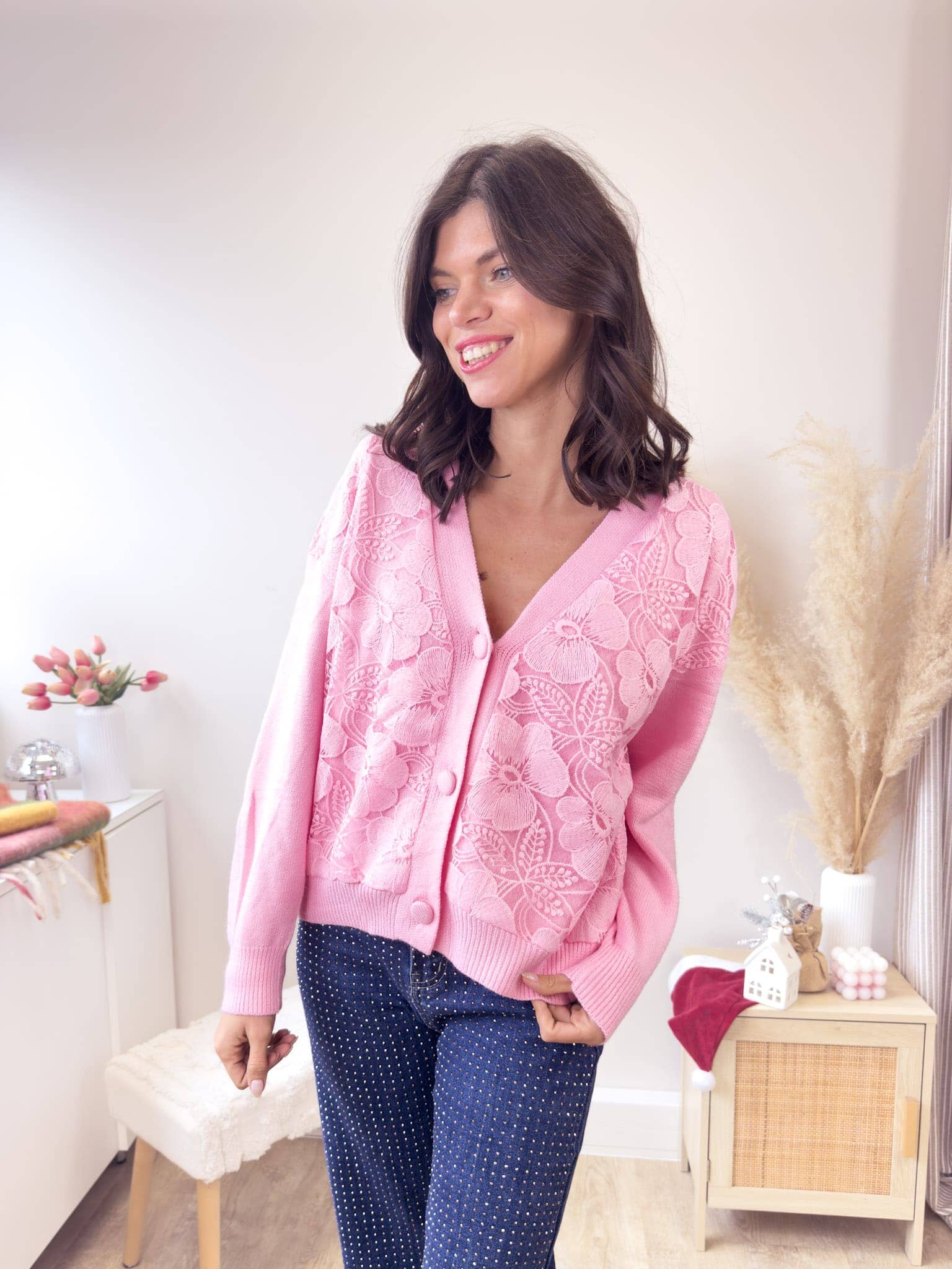 Luce rose - gilets fleurs brodées rose-mood 