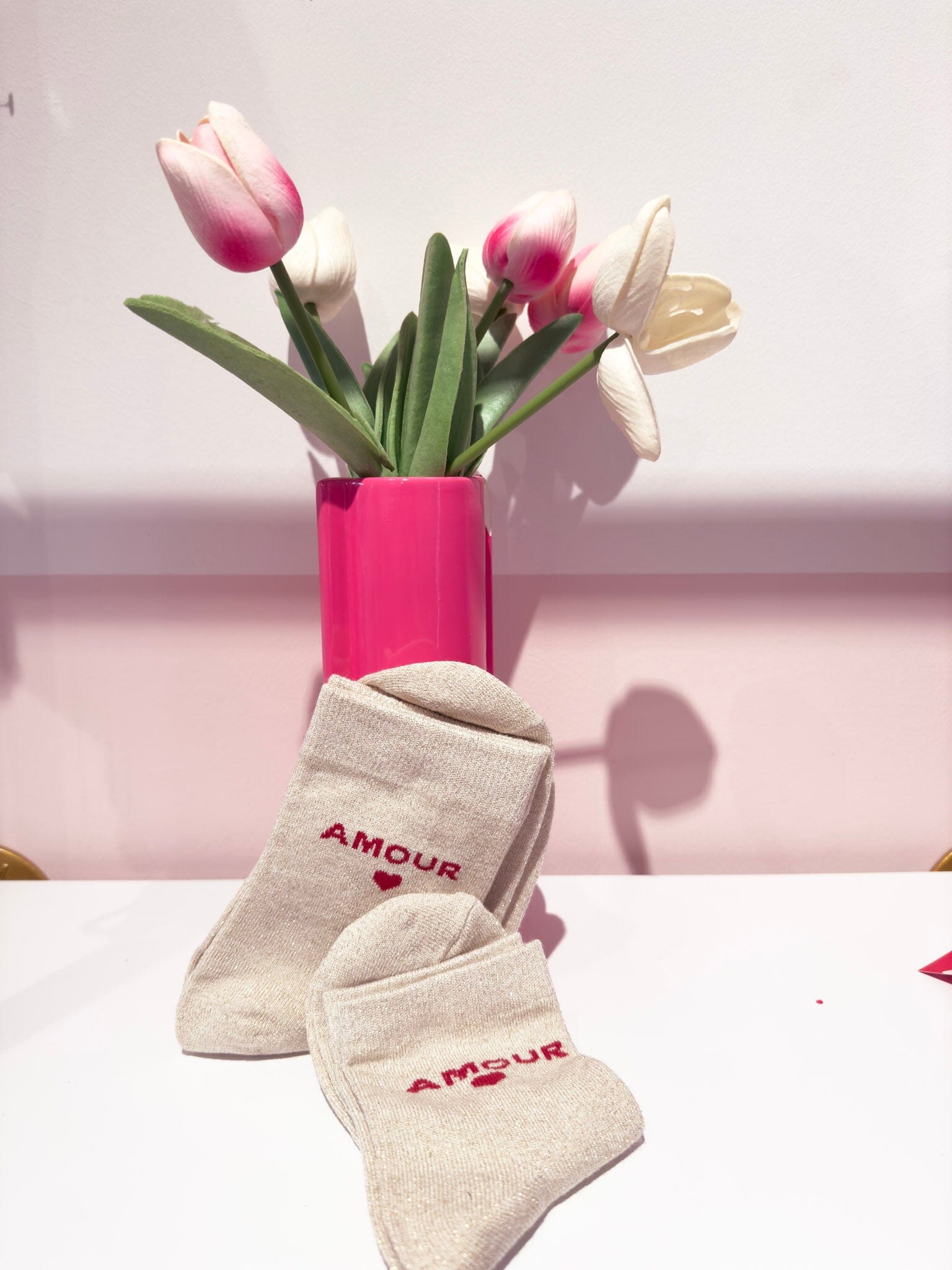 Amour beige - Chaussettes rose-mood 