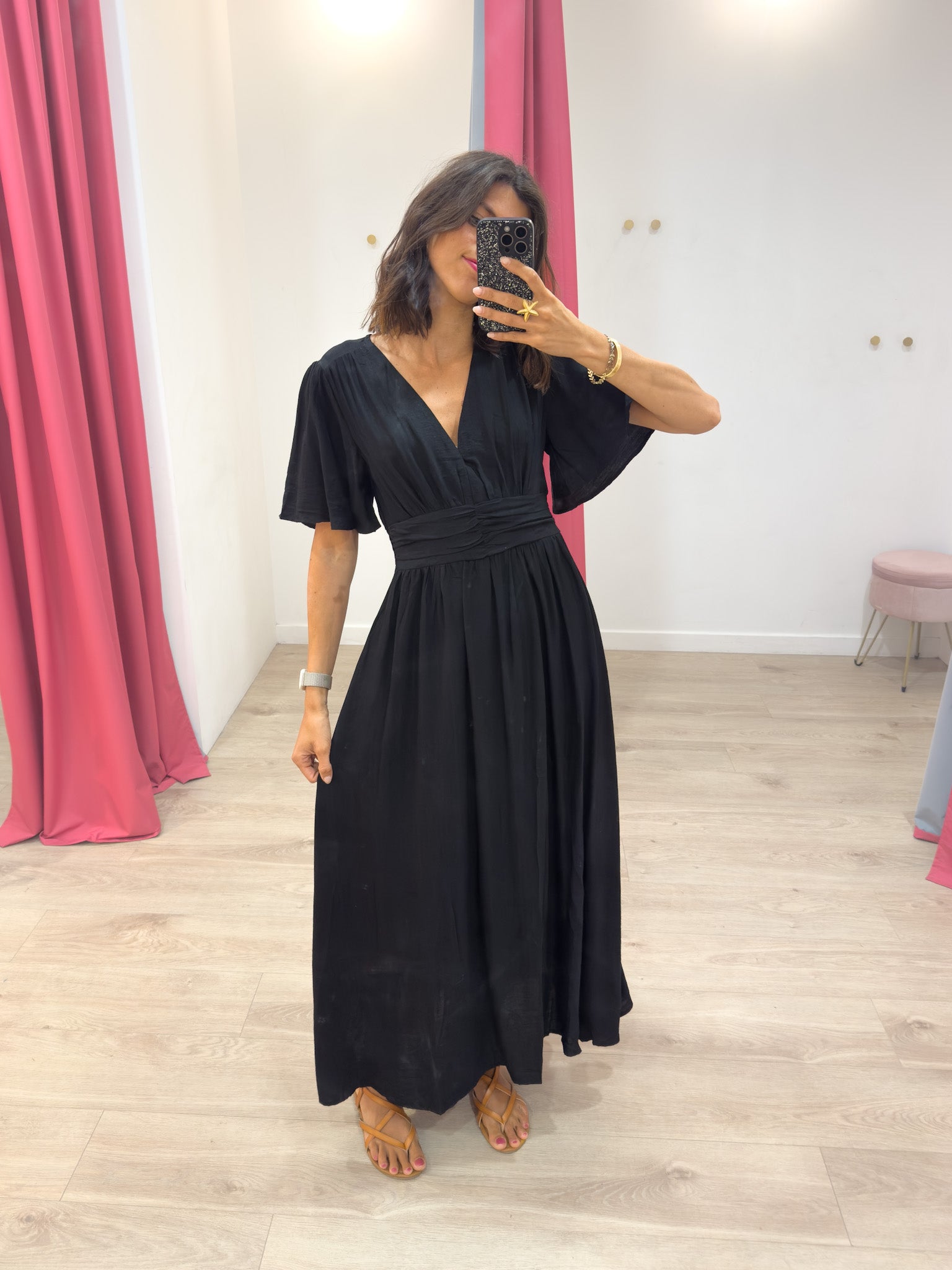 Brigitte noir - Robe col V