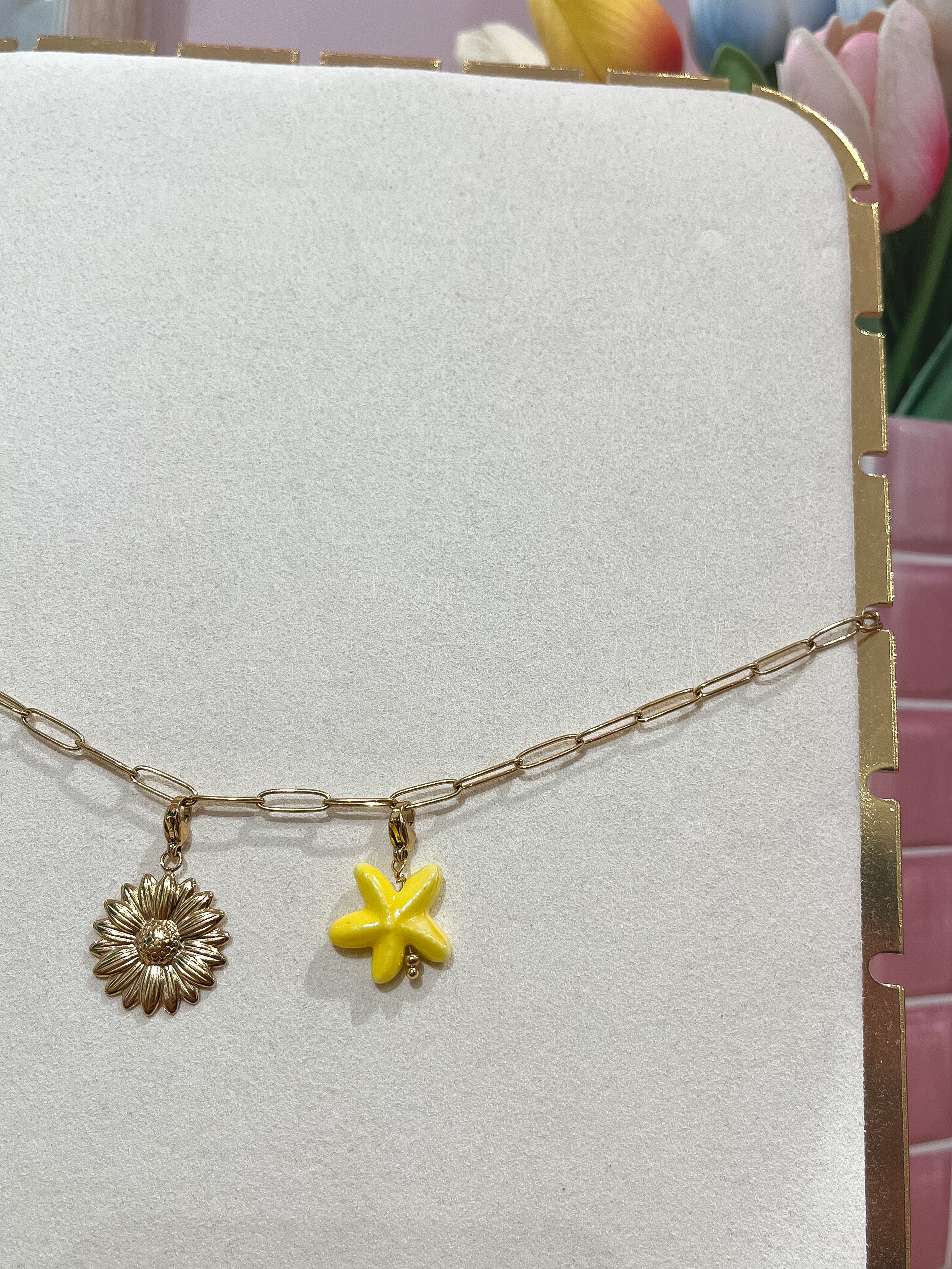 Collier maille doré - charms